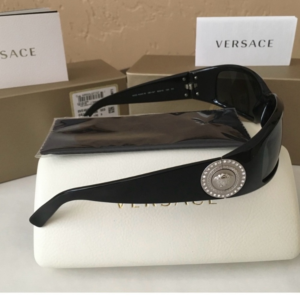 Versace Black Sunglasses with Swarovski Crystals. Detail